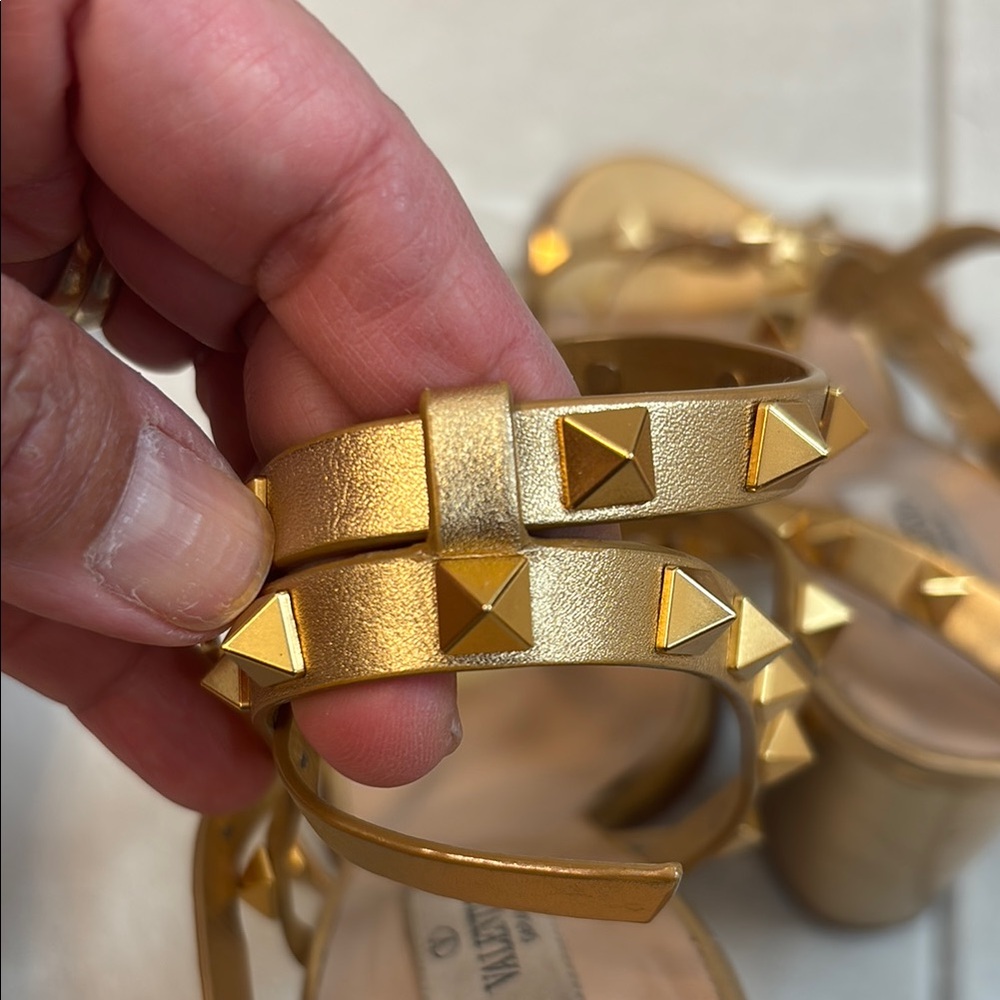 Valentino Gold Metallic Gladiator Sandals - Picture 9 of 16